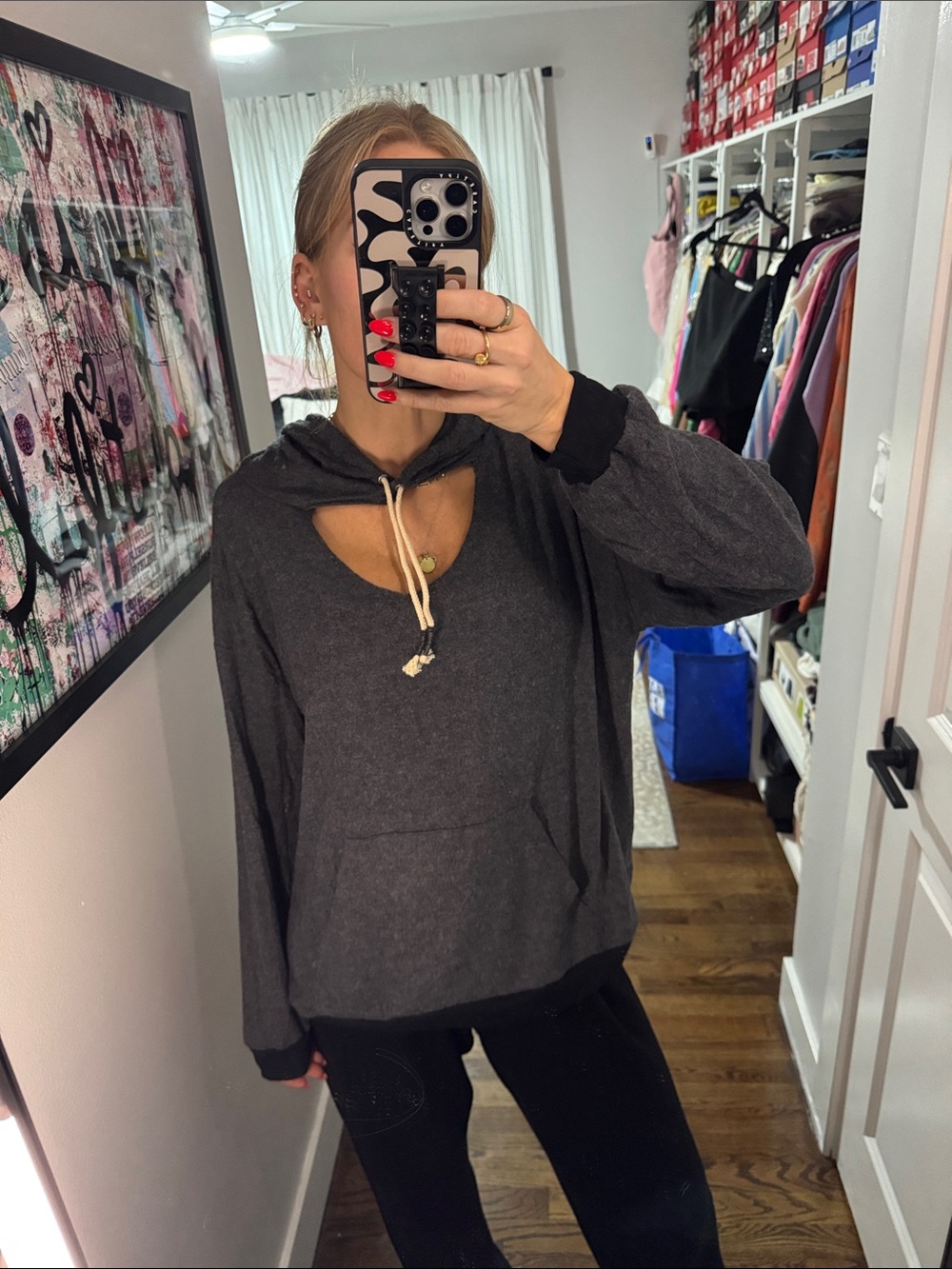 Vintage Havana Soft Brushed Hacci Hooded Sweater with Cutout